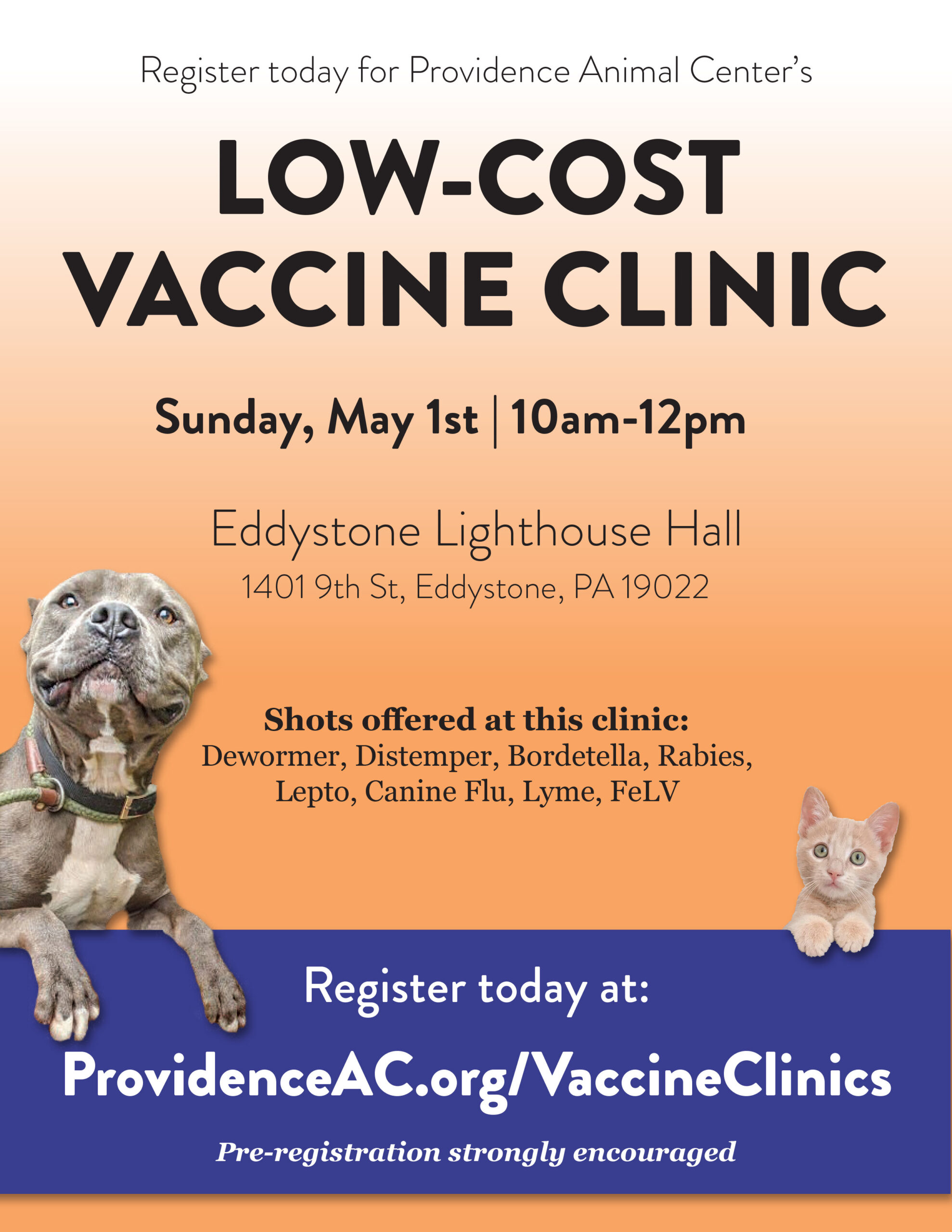 Providence Animal Center to Hold LowCost Pet Vaccine Clinic at